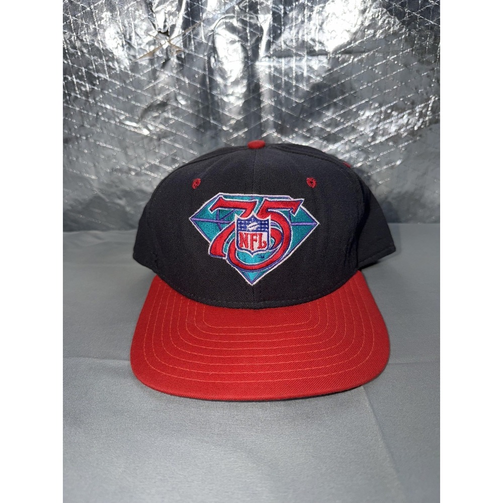 Vintage NFL 75th Anniversary Hat Cap Snap Back Mens One Size Black New Era